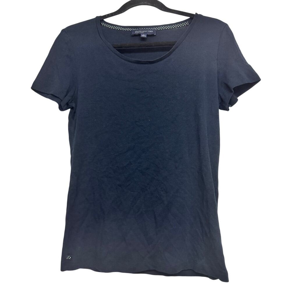 Jones New York Signature Navy Blue‎ Cotton Tee Shirt Size L Casual Basic